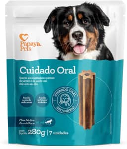 Chalesco Papaya Pets Snack Cuidado Oral para Cães 280 g Porte G Sabor Frango