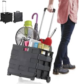 Carrinho Compras Feira Cesta Caixa Dobrável C/Rodinhas