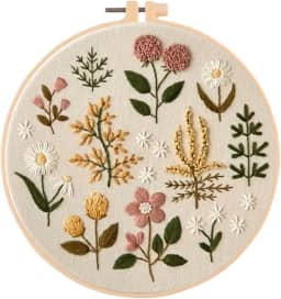 Huacan Kit de bordado para iniciantes e adultos inclui estampa de flores estampadas, argola, fios de cor, ferramentas, instruções fáceis de seguir