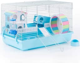 ROBUD Gaiola grande para hamster, habitat de refúgio de gerbil para animais pequenos (azul)