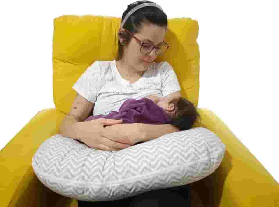 ALMOFADA DE AMAMENTAR CHEVRON CINZA - BEM FIRME!!!! BEBÊ QUERIDO