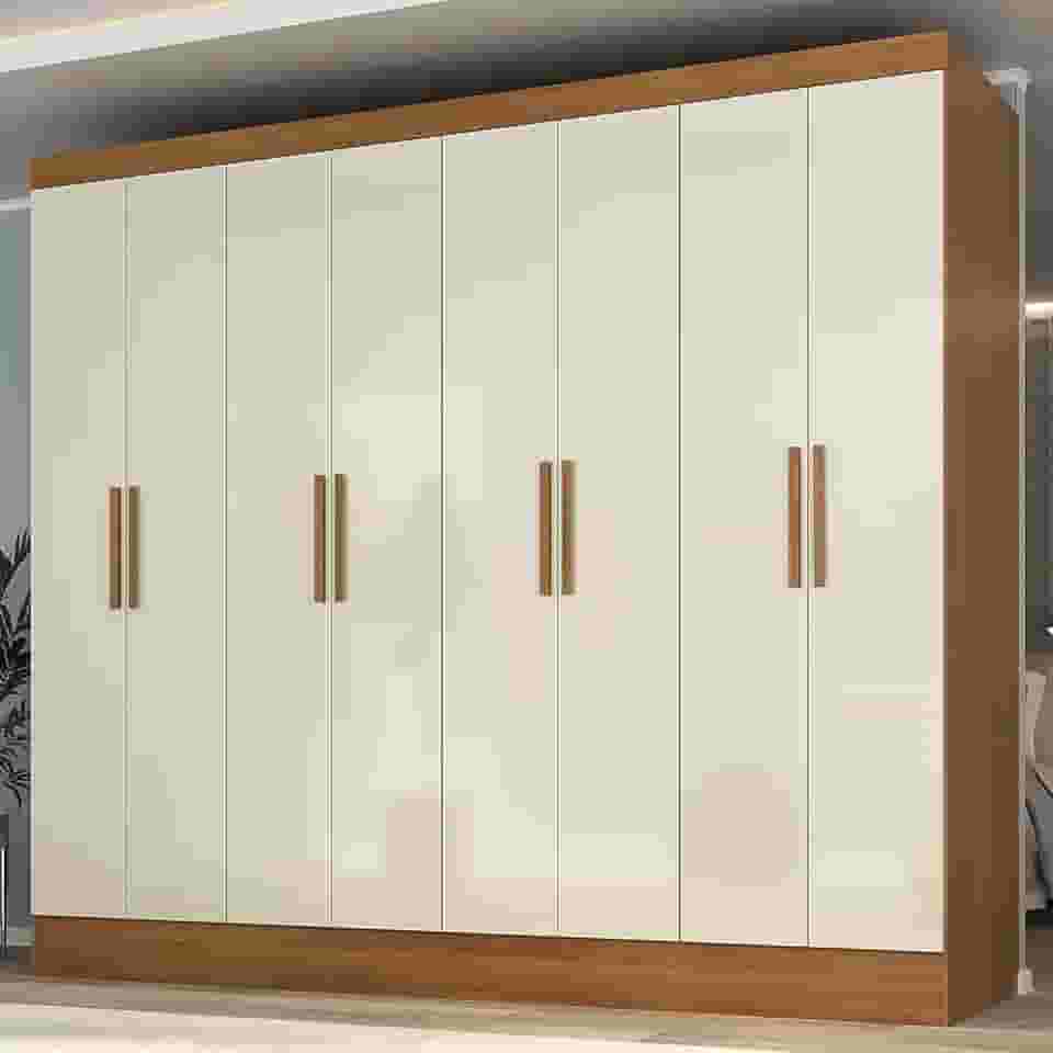 Guarda Roupa Casal 8 Portas 4 Gavetas Jatobá Yescasa Cinamomo/Off White