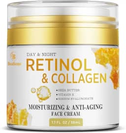 Creme de retinol para rosto antienvelhecimento: creme de rugas para rosto e pescoço com ácido hialurônico de colágeno - hidratante noturno para homens e mulheres - presentes de cuidados com a pele