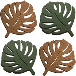 4 Descanso Suporte de Panela Travessa Folha Cortiça Natural