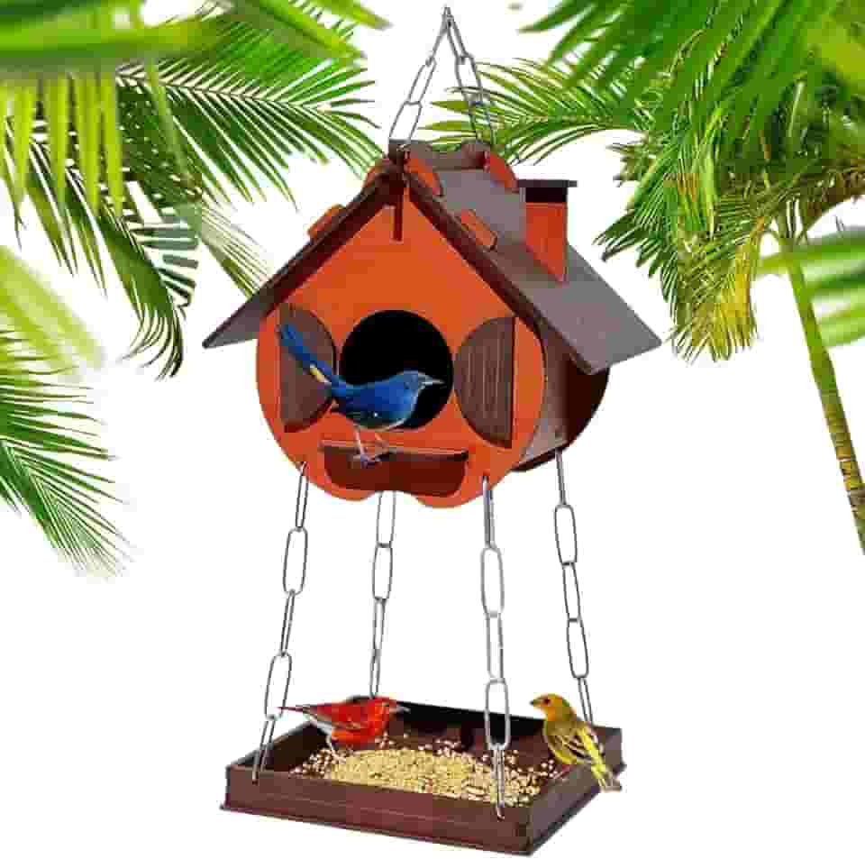 Comedouro Tratador Pássaros Livres Casinha De Passarinho Mdf
