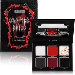 Afflano Paleta de maquiagem gótica de sombra vermelha e preta, paleta de maquiagem de Halloween vermelho sangue de vampiro, paleta de sombras de olhos escura borgonha pigmentada, olhos esfumaçados