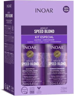 Inoar, Speed Blond Kit Duo – Shampoo e Condicionador Matizador com Óleo de Argan, Azuleno e Ativos Vegetais para Cabelos Loiros e Grisalhos - 250ml