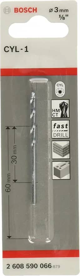 Bosch Broca CYL-1 para concreto Ø3 x 30 x 60 mm