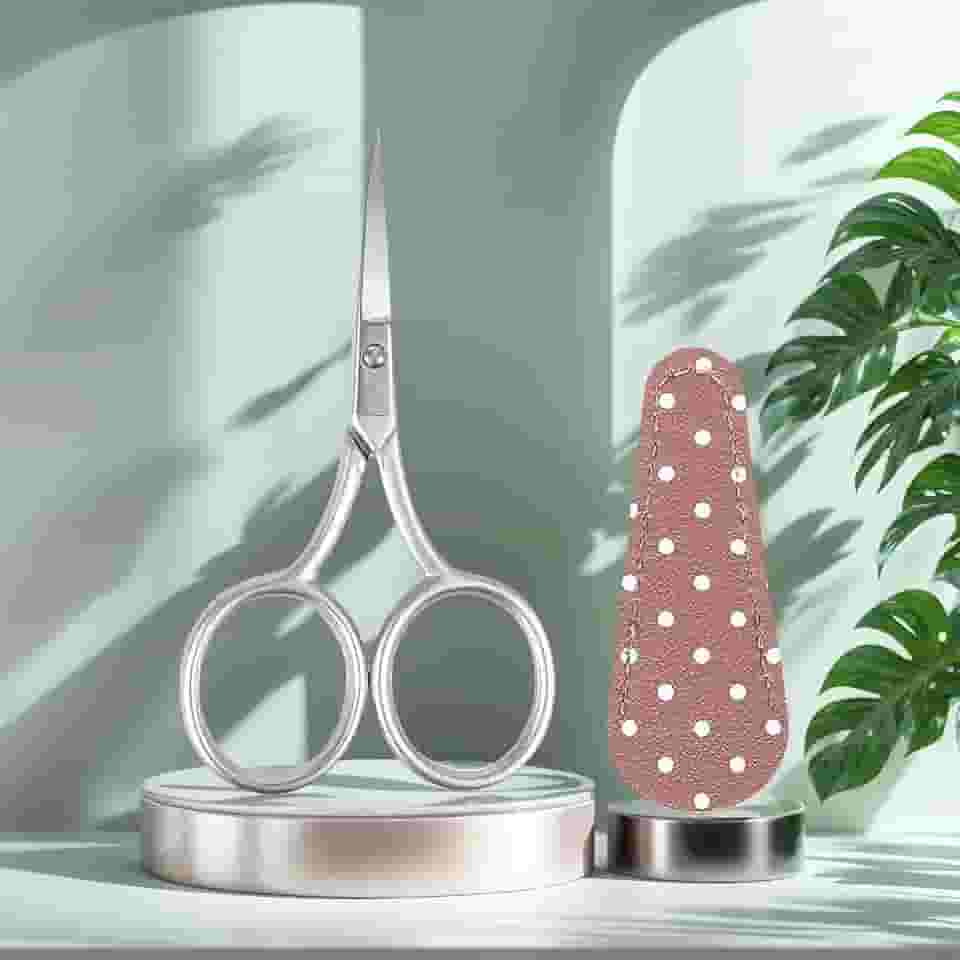 Tesoura de rosqueamento afiada pequena prata de 9 cm para cortar artesanato de costura e trabalho de artesanato com bainha protetora