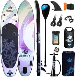 AISUNSS Pranchas De Stand Up Paddle Infláveis Com Acessórios De Prancha De Paddle Sup Premium, Saco Seco À Prova D'Água 10L, Design Amplo E Estável, Deck Confortável Antiderrapante Para Jovens E Adult