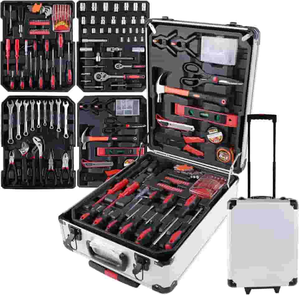 Maleta Ferramentas Completa 186 Peças Rodinha E Fechadura, Alira Home