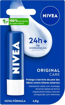 NIVEA Hidratante Labial Original Care - Com Manteiga de Karité & Pantenol, hidrata por 12 horas oferecendo proteção e cuidados intensivos aos seus lábios - 4,8g