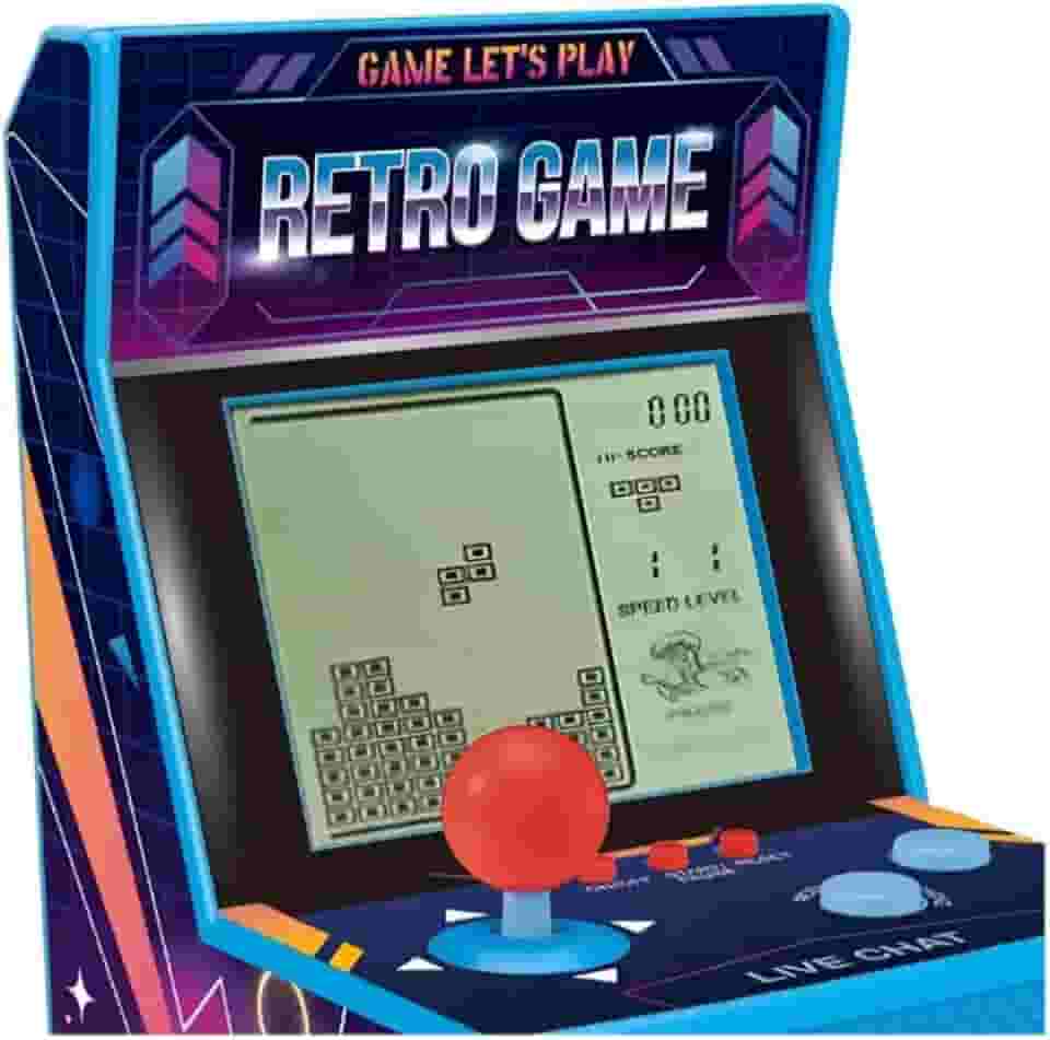 Mini Fliperama Retro Portátil, Console de Jogos Arcade Clássico, Disponível em Cores Variadas, Tela LCD, Controle com Joystick e Botões, Tamanho Compacto