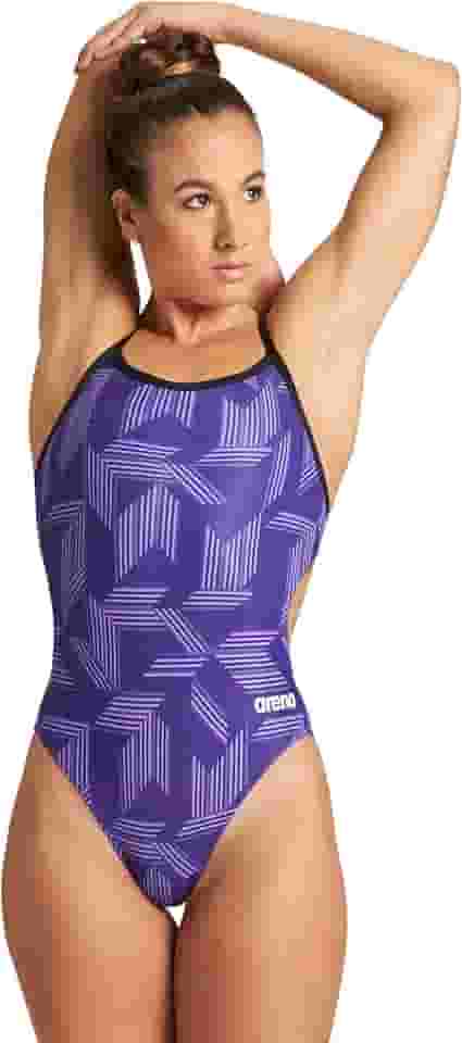 Maiô feminino com estampa desafiadora nas costas para natação competitiva ou casual