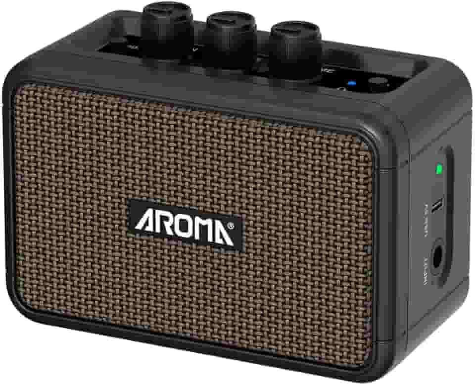Aroma-AG-04 Alto-falante Portátil Mini Amplificador, Áudio Bluetooth, Acessórios Guitarra Elétrica, Saída 5W -Amplificadores e Pré-Amplificadores para Guitarra e Baixo
