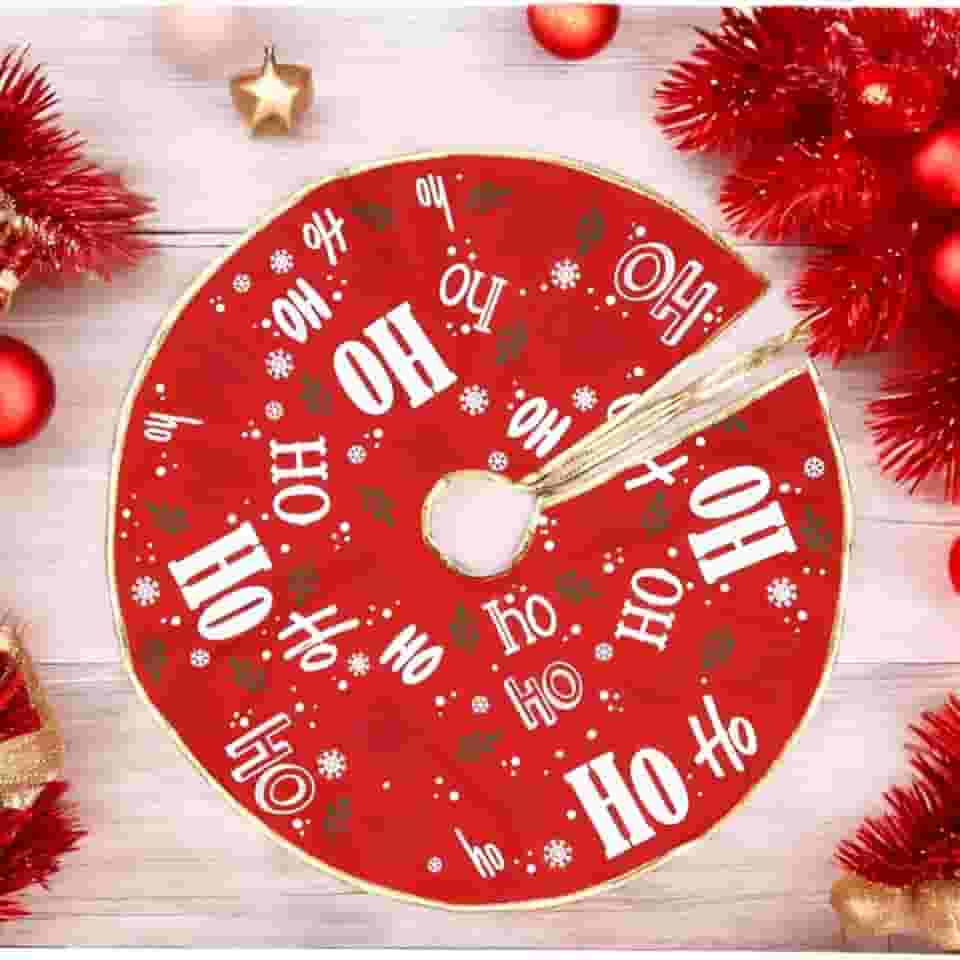 Base Saia Para Árvore De Natal Papai Noel Vermelha 60 Cm (HOHOHO)