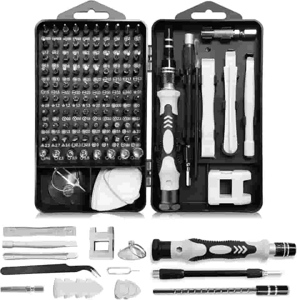 Kit Chaves Precisão 115 Peças Magnético – Reparo Celular, iPhone, Notebook, PC, Tablet, Câmera, Consoles – Ferramentas Torx, Tri-Wing, Estojo Portátil Profissional