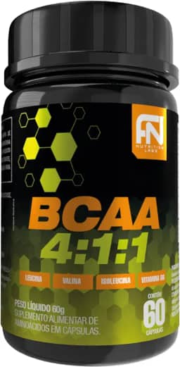BCAA 4:1:1 + Vitamina B6, 60 Cápsulas, 1,4g BCAAs, Leucina, Valina, Isoleucina, Crescimento Muscular, Recuperação