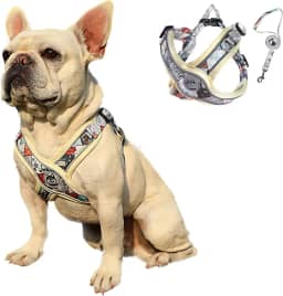 Coleira Peitoral Ajustável para Cachorros com Guia de Passeio e Bordas Reflexivas (Amarelo, P)