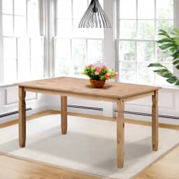 Mesa de Jantar de Madeira Marrom Antique - 75,5 Alt X 150 Larg X 75 Prof - Móveis para Sala e Cozinha, Design Campo-Chic - Acabamento em Cera, Madeira Pinus Elliottis - PENSE DENTRO DA CAIXA