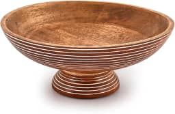 Tigela de salada de madeira de manga perfeita para salada, tigela de salada de legumes e centro de mesa decorativa para casa e festa, tigelas fofas para molhos, molhos, sorvete (30 x 30 x 12