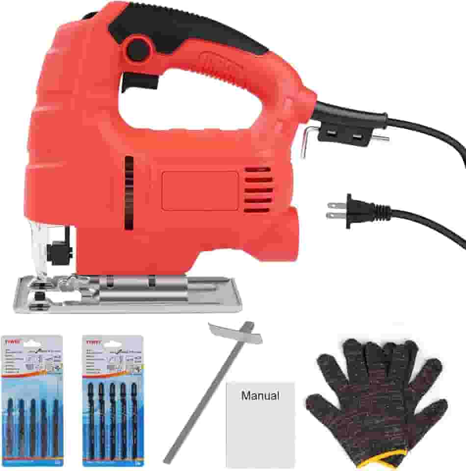 Eatbuy Serra Tico-Tico, Kit De Ferramentas Tico-Tico Elétrica Com Fio 800 W 6 Velocidades Variáveis, 10 Lâminas, Guia Corte, Cortador Elétrico Para Corte Madeira, Metal E Plástico