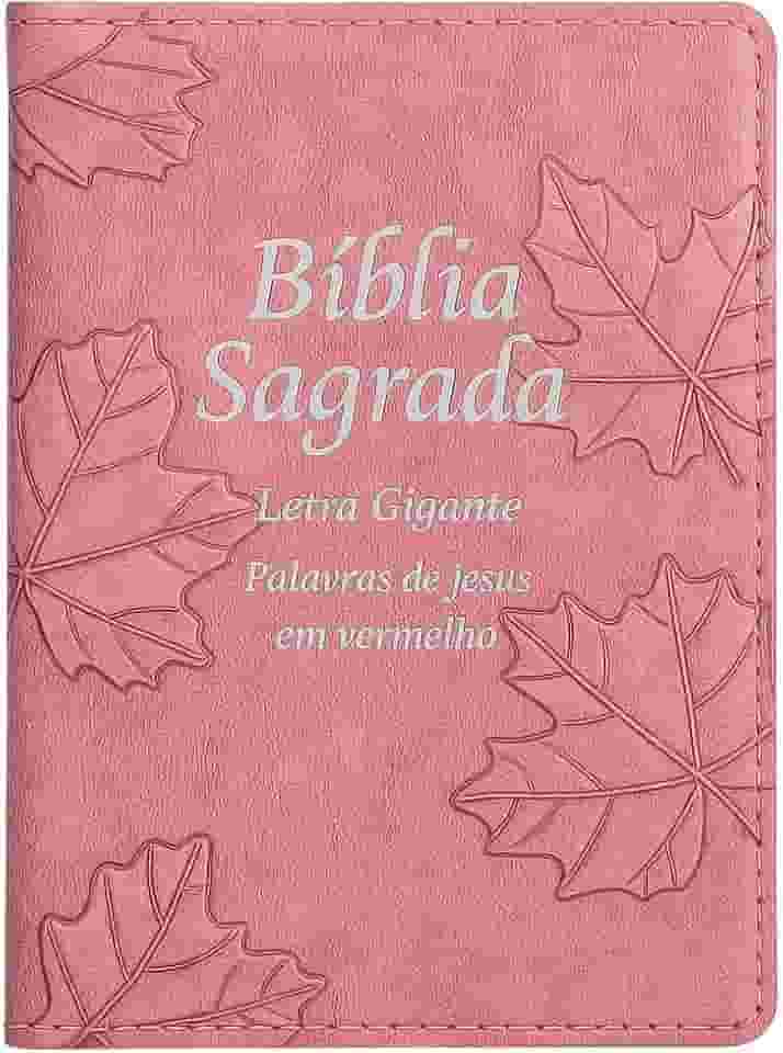 Bíblia Sagrada Letra Gigante com Harpa – Capa Rose – Palavras de Jesus em Vermelho