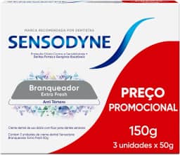 Sensodyne Creme Dental, Sensibilidade e Branqueador Extra Fresh Leve 3 e Pague 2, Anti Tártaro, 50g cada