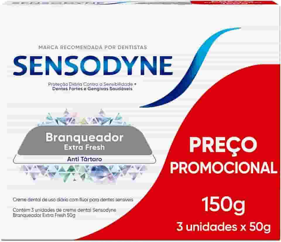 Sensodyne Creme Dental, Sensibilidade e Branqueador Extra Fresh Leve 3 e Pague 2, Anti Tártaro, 50g cada