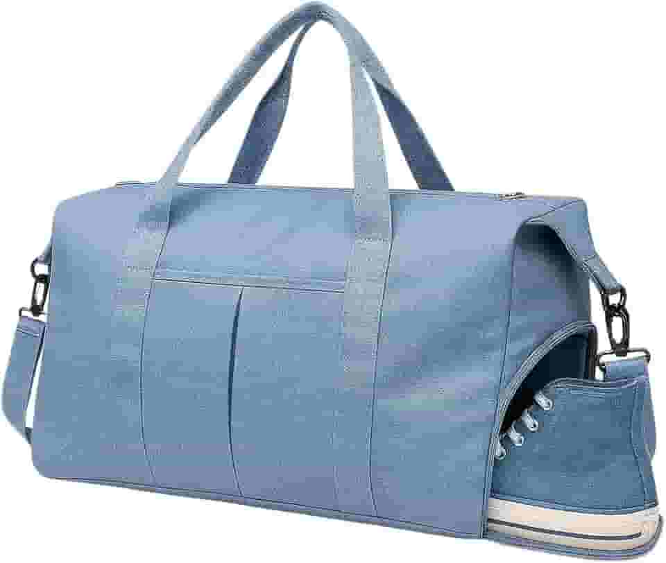 Bolsa Mala de Viagem Super Grande 40L – Poliéster Resistente, 5 Compartimentos com Zíper, Bolso Impermeável, Alças Removíveis, Transversal Unissex (Azul)