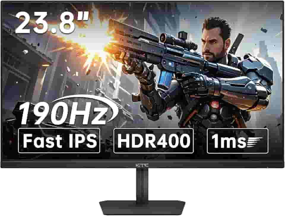 KTC Monitor de jogos de 24 polegadas 190Hz/180Hz, tela IPS rápida HDR 400, monitor FHD 1080P, 133% sRGB, AdaptiveSync, tempo de resposta de 1ms, HDMI *2&DP*1, inclinação ajustável, cuidados com os
