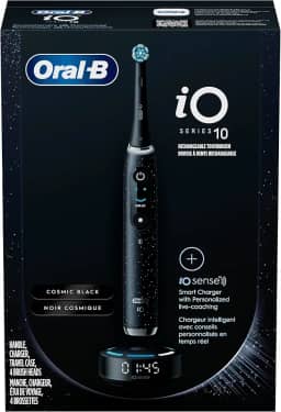 Oral-B Escova de Dentes Elétrica Recarregável Io Series 10 com Sensor de Pressão Visível para Proteger As Gengivas, Temporizador de 2 Minutos, 7 Configurações de Limpeza, 4 Cabeças de Escova de Dentes