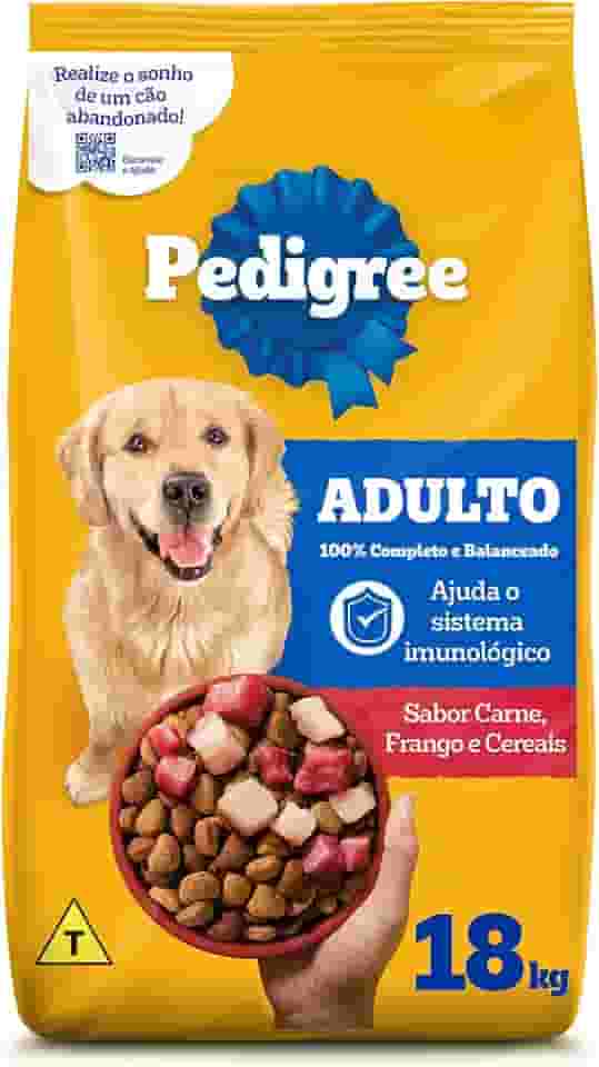 Ração Pedigree Carne Frango e Cereais Cães Adultos Raças Médias e Grandes 18 kg