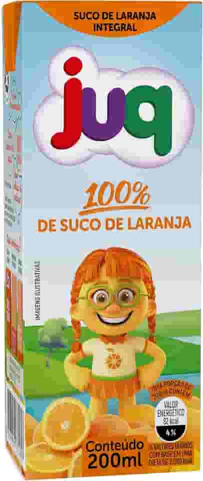Suco JUQ 200 ML sem adiçao de açúcar e conservantes - Caixa com 24 unidades (Caixa 24 unid, Laranja Integral)