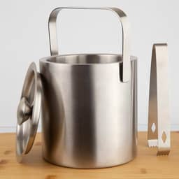 Balde de Gelo Aço Inox 1,3L MR1128 Parede Dupla Com Pegador Tampa Alça