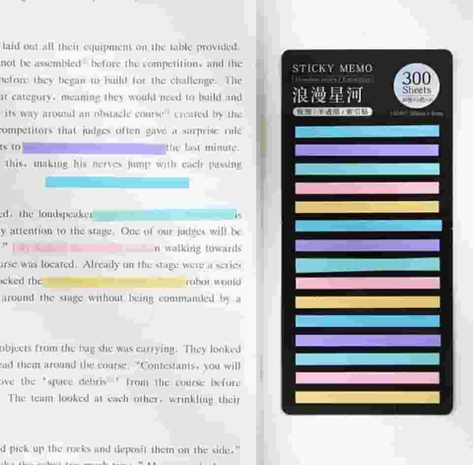 Marcador de linhas com 300 notas Design Estrelas Românticas