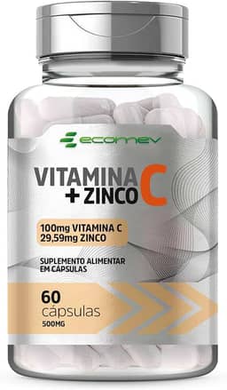 Vitamina C + Zinco Quelado 500Mg 60 Cápsulas - Ecomev (1 Unidade)