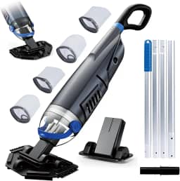 IPOW Aspirador de piscina sem fio, 19 GPM, sucção potente, 2 cabeças de escova, haste de extensão de 182 cm, aspirador de pó recarregável para piscinas, ideal para spas e banheiras de hidromassagem