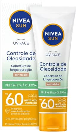 NIVEA SUN Protetor Solar UV Face Controle de Oleosidade Cor Média FPS 60 50ml