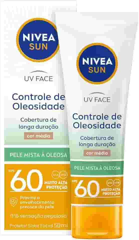 NIVEA SUN Protetor Solar UV Face Controle de Oleosidade Cor Média FPS 60 50ml