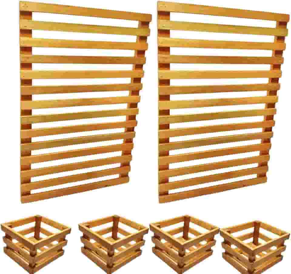 Jardim Vertical Madeira 60 x 40 2 Unid + 4 Cachepots