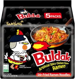 Samyang Buldak Hot Spicy Chicken Ramen Noodle Coreano Ramen Frito, Sabor Original, Pacote De 5