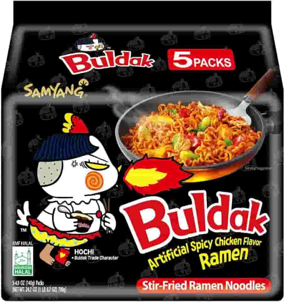 Samyang Buldak Hot Spicy Chicken Ramen Noodle Coreano Ramen Frito, Sabor Original, Pacote De 5