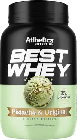Best Whey Atlhetica Nutrition 900g – Sabor Pistache – 25g de Proteína por Dose – Whey Concentrado, Isolado e Hidrolisado – Sem Glúten e Sem Açúcar Adicionado