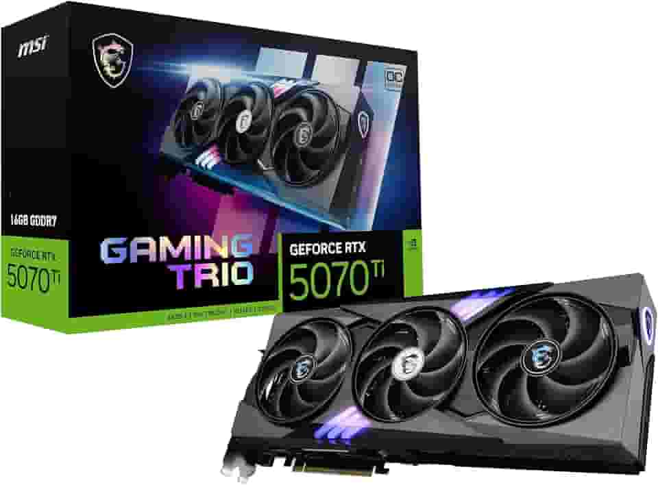 MSI Placa gráfica Gaming RTX 5070 Ti 16G Gaming Trio OC (16 GB GDDR7, 256 bits, desempenho extremo: 2580, DisplayPort x 3 2.1a, HDMI 2.1b, NVIDIA Blackwell Architecture)
