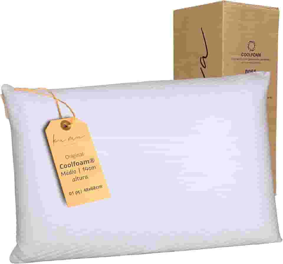 Kama Travesseiro Viscoelástico Premium Original Coolfoam® - Classic Alto 14cm, capa Ultrasoft, removível, lavável, hipoalergênico