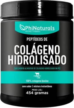 Colágeno Hidrolisado em Pó PhiNaturals - 454 gramas - 45 dias - Pó Sem Sabor - Peptídeos de Colageno