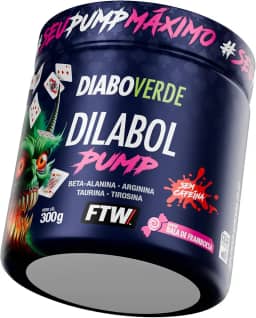 FTW Diabo Verde Dilabol Pump 300g, Pré-Treino em Pó com Beta-Alanina, Arginina, Taurina, Tirosina, Zinco e Cromo, Sem Cafeína, Suplemento Alimentar (300g | Sabor Bala de Framboesa)