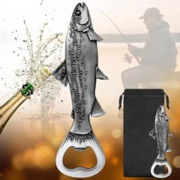 LULLEA Abridor de garrafas de cerveja truta peixe, presentes de cerveja para pescadores, acessórios de pesca de presente, presentes decorativos de peixe para homens pescadores, presente de dia dos