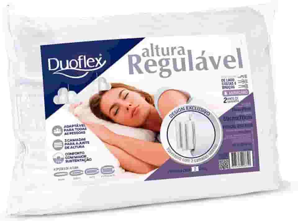 Travesseiro Altura Regulável, Duoflex, 100% Algodão, Branco, para Fronha 50Cmx70Cm